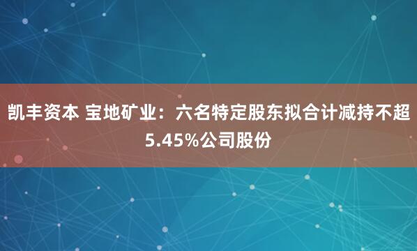 凯丰资本 宝地矿业:六名特定股东拟合计减持不超5.45%公司股份